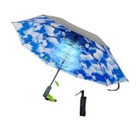Supercap - Ombrello solare ricaricabile con ventilatore, ventola di raffreddamento portatile UPF 50+ per sole e pioggia, ombrello compatto pieghevole USB per estate calda (cloud)