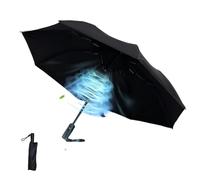 Supercap - Ombrello solare ricaricabile con ventilatore, ventola di raffreddamento portatile UPF 50+ per sole e pioggia, ombrello compatto pieghevole USB per estate calda (black)