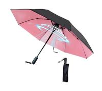 Supercap - Ombrello solare ricaricabile con ventilatore, ventola di raffreddamento portatile UPF 50+ per sole e pioggia, ombrello compatto pieghevole USB per estate calda (pink)