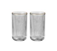 Supercap - Portaspazzolino in vetro con bordi dorati, bicchiere trasparente porta pennelli da trucco per comodino, bagno, vanità, confezione da 2 pezzi alti (2pcs clear+gold rims)