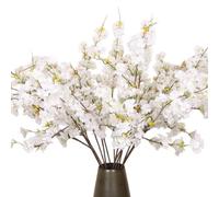 Supercap - Rami di fiori di ciliegio, fiori finti artificiali in seta, stelo lungo per vaso alto, decorazione per la casa, centrotavola per matrimoni (senza vaso) (white, 8pcs)