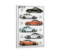 Supercar - Poster Porsche 911 modellino decorativo su tela, per soggiorno, camera da letto, 40 x 60 cm