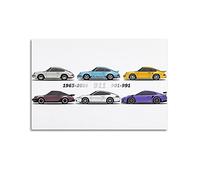 Supercar Poster Porsche 911 Tutti i modelli Poster Quadro Decorativo Tela Poster Da Parete E Art Print Moderno Famiglia Camera Da Letto Decorazione Poster 30 x 45 cm