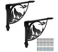 SUPERDANT 2 Pezzi 17.2x21 cm Supporti Mensola Lupo e Foresta Resistente Staffe decorative per Scaffali in Ferro Nero con Viti per Librerie Casa Ufficio Regalo Per L’inaugurazione Della Casa