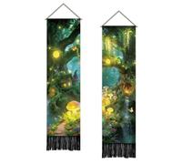 SUPERDANT 2 Pezzi Arazzo Magico della Foresta Arazzo Lungo da Parete Apdidl Forest 51x13 pollici 130x33 cm Fiabe Colorate Pannello Rettangolare in Poliestere per Decorazione Soggiorno Camera da Letto
