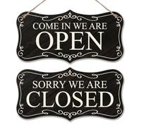 SUPERDANT 2PZ Cartelli Aperti e Chiusi in Legno per Ristoranti Aziendali Targa In Legno Aperta Chiusa Targa Da Appendere Cartello per Affari e Negozio Decorazione Da Appendere Cartello Aperto e Chiuso