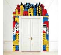 SUPERDANT 3 cartelli colorati per portico a tema eroe, 180 x 68 cm, da appendere alla porta del centro città, in poliestere, riutilizzabile, per paesaggi urbani, foto e porte