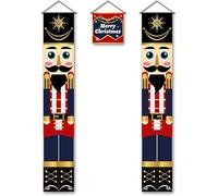SUPERDANT 3 PCS Schiaccianoci Portico Banner Buon Natale Banner Soldato Modello Schiaccianoci Banner per Portico Esterno Porta Decorazioni di Natale A Casa
