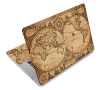 SUPERDANT 3 pellicole autoadesive vintage con mappa del mondo per computer portatile da 38 x 27 cm, universale, in PVC, adatti per notebook da 12, 13, 14 e 15,6 pollici, colore marrone