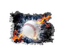 SUPERDANT 3D Adesivi Murali Baseball 3D Che Rompe Il Baseball Adesivo Da Parete Baseball In Fuoco e Acqua Decorazione Da Parete Adesivo Da Parete per Cameretta Dei Bambini Bagno