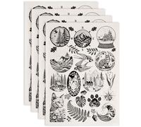 SUPERDANT 4 Pezzi Trasferimenti Sottosmalto Paesaggi Montani per Ceramica Adesivi Decorativi con Animali Della Natura Decalcomanie per Ceramica Decori Sottosmalto Neri per Smaltatura