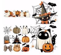 SUPERDANT 4 pz Adesivi Termoadesivi per Gatti di Halloween Gattini Spettrali e Luci di Zucca Trasferibili Da Stirare Toppe Termoadesive Adesivi In Carta Lavabile