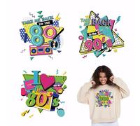 SUPERDANT 4 pz Take Me To The Back 80s 90s Iron On Transfer Patches Adesivi per Trasferimento Termico Carta per Trasferimento Termico Fai Da Te per Magliette Zaini Borse