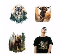 SUPERDANT 4 pz. Temi di Caccia Trasferimenti su Ferro Foresta Lupo Orso Trasferimenti su Ferro Cane Anatra Decalcomanie Termoadesive Trasferimenti Termoadesivi