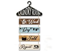 SUPERDANT 5 pz. Targa Decorativa Da Parete In Legno per Lavanderia Decorazione Da Parete Rimovibile per Ingresso Bagno Lavanderia