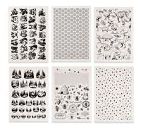 SUPERDANT 6 Pezzi Carta Trasferibile Per Ceramiche Con Cani E Dinosauri Per Artigianato Fai Da Te Decorazioni Sottocristallina Adesivi Per Vasi Foresta Api Cuori Nero