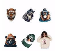 SUPERDANT 6 pz. Bellissimi Animali Da Stirare Adesivi per Pellicole Termoadesive Tigri e Leoni Set di Adesivi per Abbigliamento Decalcomanie Da Stirare per Magliette Da Ragazzo Fai Da Te 25x25cm