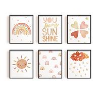 SUPERDANT 6 pz/Set Senza Cornice Stampe su Tela You Are My Sunshine Canvas Wall Art Print Cuore Arcobaleno Boho Wall Art Stampe Sole Nursery Decor