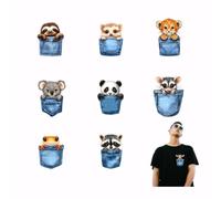 SUPERDANT 9 Stili Animali Tascabili Trasferimento Termico Panda Leopardo Giraffa Trasferimenti Termoadesivi Pellicola di Plastica Logo Adesivi Set Abbigliamento Decalcomanie Termoadesive