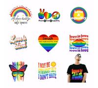 SUPERDANT 9 Stili Arcobaleno Ispirazione Trasferimento Termico Testo Amore Farfalla Trasferimenti Termoadesivi Pellicola di Plastica Logo Adesivi Set Abbigliamento Decalcomanie Termoadesive