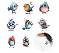 SUPERDANT 9 Stili Carino Uccello Trasferimento Termico Cartone Animato Trasferimenti Termoadesivi Pellicola di Plastica Logo Adesivi Set Abbigliamento Decalcomanie Termoadesive per T-Shirt Da Ragazza