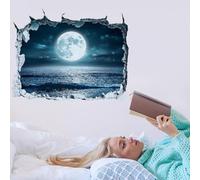 SUPERDANT Adesivi Murali 3D Luna Sul Mare Adesivi Murali 3D Break Adesivi Murali Luna e Oceano Adesivi Murali per Bambini Adesivi Murali Staccabili e Attaccabili Decorazioni Murali per La Casa