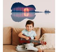 SUPERDANT Adesivi Murali Chitarra Tramonto Decorazione Parete Autoadesivi Isola Musicale Murale Idee Regalo per Appassionati di Musica Camera da Letto Soggiorno Bagno Asilo Nido Aula