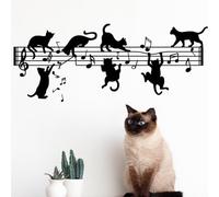 SUPERDANT Adesivi Murali Con Partitura Musicale E Gattino Adesivo per Parete Gatti Neri Adesivo Vinilico Per Soggiorno Camera Da Letto Ufficio Asilo Nursery Melodia Decorazione Domestica