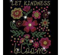 SUPERDANT Adesivi Termoadesivi con Strass di Fiori Lascia Che La Gentilezza Sbocci Adesivi Termoadesivi con Cristalli Toppe con Strass per Magliette Abbigliamento Borse