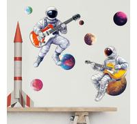 SUPERDANT Adesivo Da Parete 3D Adesivi Murali Spaziali Astronauta Ascolta Musica Decalcomanie per Pareti Pianeti Adesivi In Vinile Staccabili e Attaccabili per La Camera Da Letto Dei Ragazzi