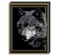 SUPERDANT Adesivo da Parete 3D Lupo Bianco e Nero con Cornice Adesivi Murali per Camera da Letto Soggiorno o Stanza dei Bambini Sticker per Pareti Regalo per Ragazzi 60x60cm