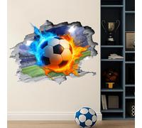 SUPERDANT Adesivo Da Parete con Pallone Da Calcio In 3D Decalcomanie Da Muro con Pallone Da Calcio Che Rompe I Muri Adesivo Da Staccare e Attaccare Murale In Vinile per Bambini Adolescenti Sala Giochi
