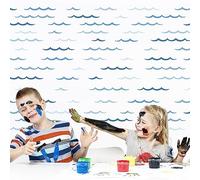 SUPERDANT Adesivo da Parete Onde Oceaniche Blu Adesivo Murali Blu Minimalista Adesivo Muro Decorativo Linee Curve Fai da Te Arte per Camera da Letto per Bambini Asilo Nido Stanza dei Giochi Soggiorno