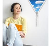 SUPERDANT Adesivo Murale 3D Con Cielo Blu E Zip Ideale Sticker per Pareti Decorazioni Murali Arte Per Camera Da Letto Soggiorno Con Nuvole Bianche 96x30cm