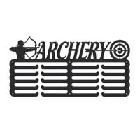 SUPERDANT Appendiabiti per medaglie con arco e freccia, montaggio a parete, 40 x 20 cm, design unico per corsa, premi, trofei sportivi e maratone, supporto per nastro nero