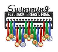 SUPERDANT Appendini per Medaglie da Nuoto Supporto per Medaglie con Testo Motivazionale Upgrade 30 Ganci Espositore per Medaglie Premio Ripiano in Ferro Organizzatore da Parete per Gara