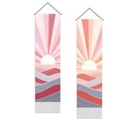 SUPERDANT Arazzo Da Parete con Tramonto Sulla Montagna Confezione Da Arazzi Murali Lungo Boho Da Appendere Alla Parete con Nappa Decorazione per casa Soggiorno Appartamento Hotel 130x33cm