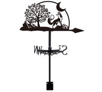 SUPERDANT Banderuola Segnavento Fox And Moon per Tetto Fox Metal Tree Moon Banderuola Vento per Capannoni Indicatore di Direzione Del Segnavento da Tetto Nero