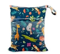 SUPERDANT Borsa Impermeabile e Riutilizzabile A Prova di Perdite per Indumenti Bagnati con Animali Della Giungla con 2 tasca con Cerniera Unisex A Scacchi per Costumi da bagno 36x30cm