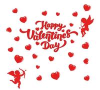 SUPERDANT Buon San Valentine Adesivi Murali Cupido A Forma di Cuore Adesivo Rosso Fai Da Te In Vinile Murale Arte Simbolo di Amore Arredamento per San Valentine Camera Da Letto Decorazione di Nozze