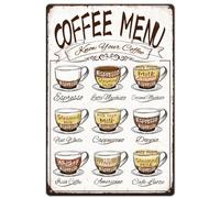 SUPERDANT Cartello In Latta con Menu Del Caffè Poster Retrò In Metallo con Caffè Cartello Vintage con Arte Country Decorazione per Caffetteria Targa Artistica Da Parete Vintage Poster per Esterni