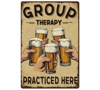SUPERDANT Cartello In Latta per Birra Terapia di Gruppo Praticata Qui Segno di Metallo Applausi Segno di Latta in Metallo Arte Murale per Cucina Bar Pub Club Man Cave Decor