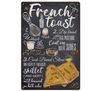 SUPERDANT Cartello in Metallo How To Make French Toast Segno di Latta con Placca Murale Vintage Targhe in Metallo Cibo Delizioso Vintage Poster Da Parete Cucina Decorazione Parete Ferro Regali per Bar