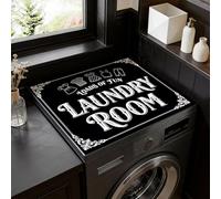 SUPERDANT Copri Lavatrice e Asciugatrice 60x50cm Impermeabile Antiscivolo Protezione Superiore Pieghievole per Lavatrici a Carica dall Alto Decorazione Lavanderia Nero