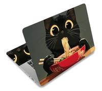 SUPERDANT Cover adesiva per computer portatile con gatto nero con decalcomania Ramen Cat Set da 3 pezzi in PVC per proteggere la superficie del computer portatile e aggiungere personalità colorata