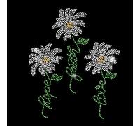SUPERDANT Daisy Patch Strass Trasferimento Termoadesivo Hot Fix Amore Speranza e Fede Abbellimento Strass Trasferimento Bling Hot Fix Termoadesivo Trasferimento Design Fiore
