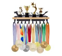 SUPERDANT Dragonboat Espositore per Trofei e Medaglie Espositore per Medaglie con 10 gancio Espositore per Medaglie Da Gara e Appendiabiti per Medaglie con Ripiano In Legno