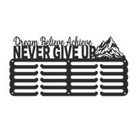 SUPERDANT Espositore per medaglie con scritta "Dream Believe Achieve", 40 x 20 cm, design unico per corsa, premi, trofei sportivi e maratone, supporto per nastro, nero