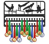 SUPERDANT Espositore Porta Medaglie da Ginnastica Maschile Metallo Appendere Premi da Ginnastica Organizer per Nastri da Parete 30 Gancio Nero Opaco per Gli Atleti Regalo 40x25cm