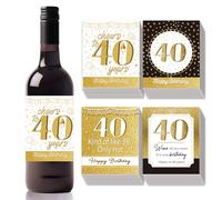 SUPERDANT Etichette per Vino per Bottiglie 10 set di 4 stili Etichette 40° compleanno Etichetta per Bottiglia di Vino Buon Compleanno Copertura per Bottiglia di Vino Regalo per Festa di Compleanno